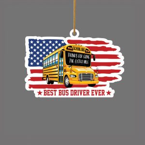 Best Bus Driver Ever Ornament American Flag School Bus Christmas Decoration