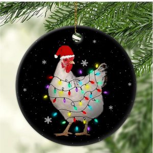 Chicken Christmas Ornament 2025 Ceramic Holiday Tree Decoration Gift For Farm Animal Lovers