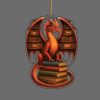 Dragon Sitting On Books Ornament Fantasy Book Lover Christmas Tree Decoration