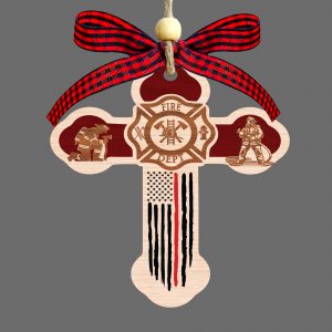 Firefighter Fire Station Cross Ornament Religious Christian Fireman Gift First Responder Hero Appreciation Keepsake