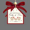 First Christmas As A Family Of Three Ornament 2025 Baby Footprints New Parents Gift Personalized House Holiday Decor