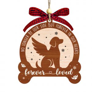 Forever Loved Dog Ornament Memorial Pet Loss Angel Wings Christmas Decoration
