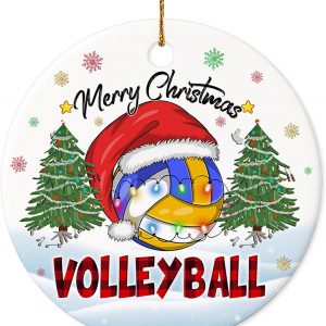 Volleyball Merry Christmas Ornament Sports Holiday Tree Decoration Gift For Volleyball Players And Fans