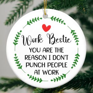 Work Bestie Christmas Ornament Funny Coworker Gift Office Humor Friend Decoration Reason I Dont Punch People