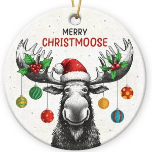 Funny Moose Christmas Ornament It Is Not A Party Until The Moose Shows Up Gag Gift Adult Humor Holiday Decor