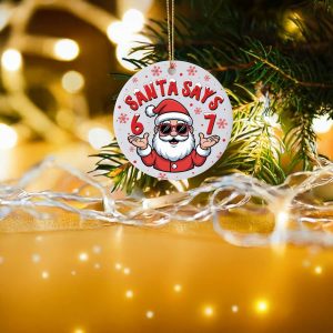Funny Six Seven Christmas Santa Claus Ornament Six Seven Christmas