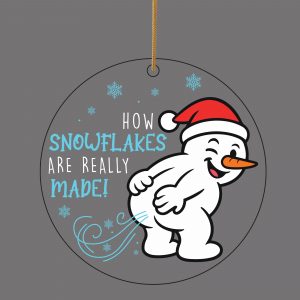 Funny Snowman Getting Lit Christmas Ornament Adult Humor Gag Gift Exchange Idea Holiday Party Decoration