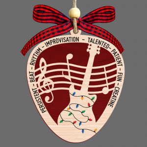 Guitar Beat Rhythm Heartbeat Ornament Music Lover Gift Musician Band Member Guitar Player Christmas Tree Decoration