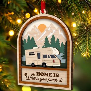 Home Is Where You Park It Ornament RV Camper Camping Christmas Tree Decoration