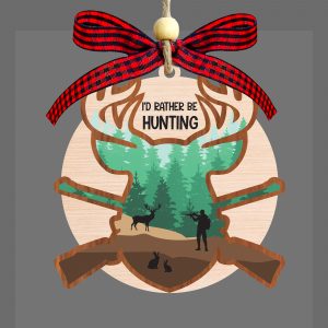 Id Rather Be Hunting Ornament Deer Hunter Wooden Christmas Tree Decoration
