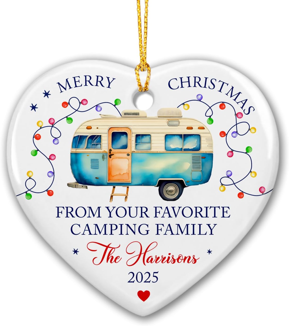 Merry Christmas Camping Family Ornament 2025 Personalized RV Camper Decoration Merry Christmas Camping Family Ornament 2025 Personalized RV Camper Decoration