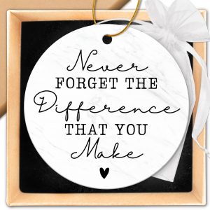 Never Forget The Difference That You Make Ornament Appreciation Gift Thank You Coworker Mentor Boss Marble Design