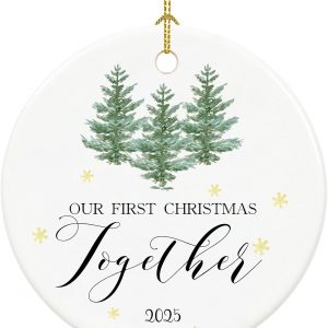 Our First Christmas Together Ornament 2025 Couple Gift Evergreen Trees Holiday Decoration Newly Engaged Keepsake