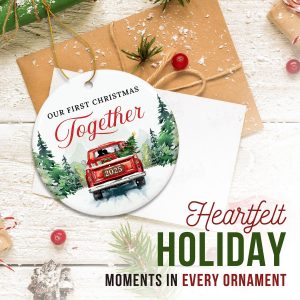 Our First Christmas Together Ornament 2025 Couple Gift Red Truck Holiday Decoration Newly Dating Engagement Keepsake