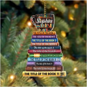 Personalized Book Stack Christmas Ornaments 2025 Gift For Book Lover In Family Or Team