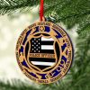 Police Officer Ornament Thin Blue Line Wooden Acrylic Christmas Ornament Law Enforcement Gift