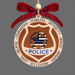 Police Ornament Wooden Badge Thin Blue Line Christmas Ornament For Police Officer Gift 2025