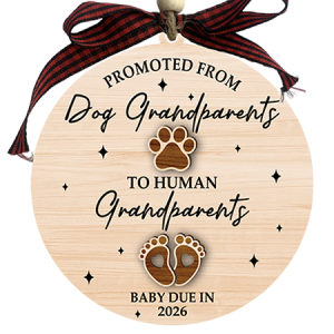 Promoted From Dog Grandparents To Human Grandparents Ornament Baby Announcement Gift 2026 Expecting Parents Christmas Decor