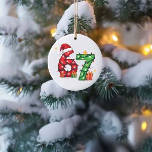 Six Seven Christmas Ornament – Funny Number Meme Ornament Six Seven Christmas