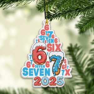 Six Seven Donut Ornament 2025 Colorful Christmas Tree Decor With Icing And Sprinkles Home And Car Decor