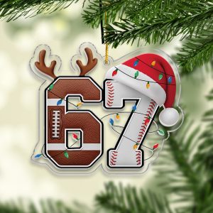 Six Seven Football And Baseball Ornament Sports Lovers Christmas Decor With Holiday Lights