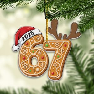 Six Seven Ginger Cookie Ornament 2025 Festive Cookie Style Decor With Reindeer Antlers Gift For Friends And Families