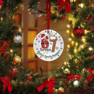 Six Seven – Trending FunnySanta’s Favorite Numbers Trending Metal Ornament Six Seven Christmas