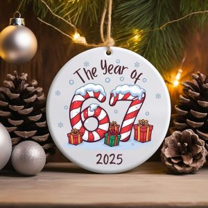 The Year of Six Seven 2025 Christmas Ornament Funny Number Meme Ornament
