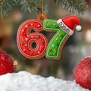 Trending Funny67 Six Seven Ornament – Teen Slang Christmas Ornament Six Seven Christmas