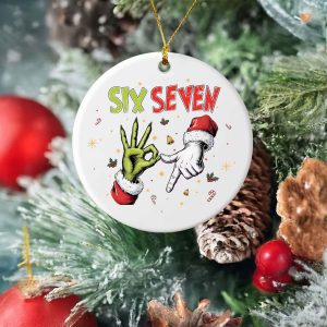 Trending Six Seven Meme Ornament – Funny Mean Guy Christmas Ornament Six Seven Christmas